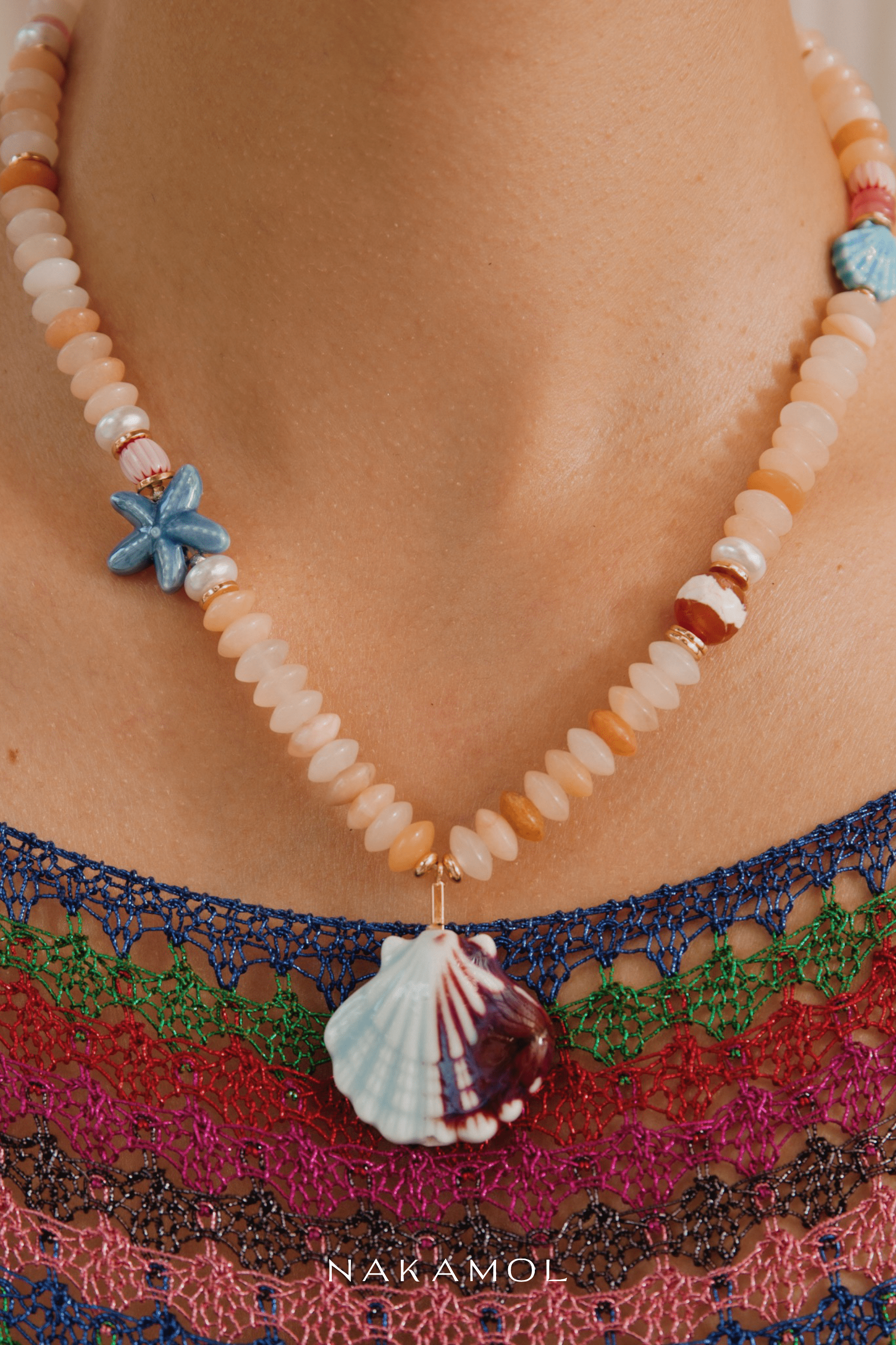 Image Puka image beautiful image beautiful image beautiful image beautiful image beautiful - Blue Shell Peach Mix Necklace – Nakamol