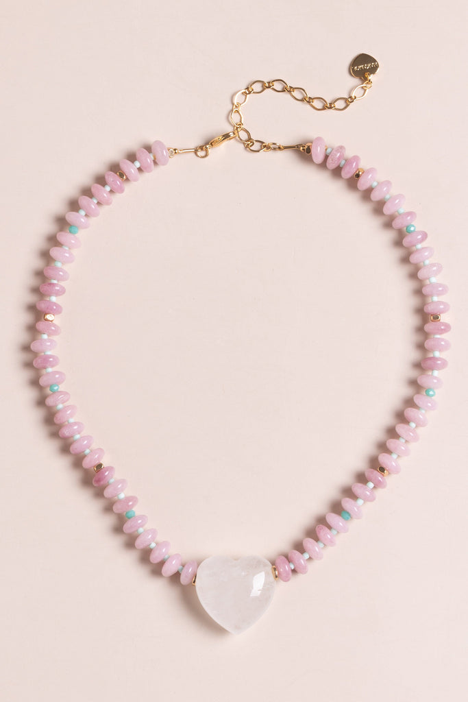 Crystal Heart Pink Beaded Necklace - Nakamol