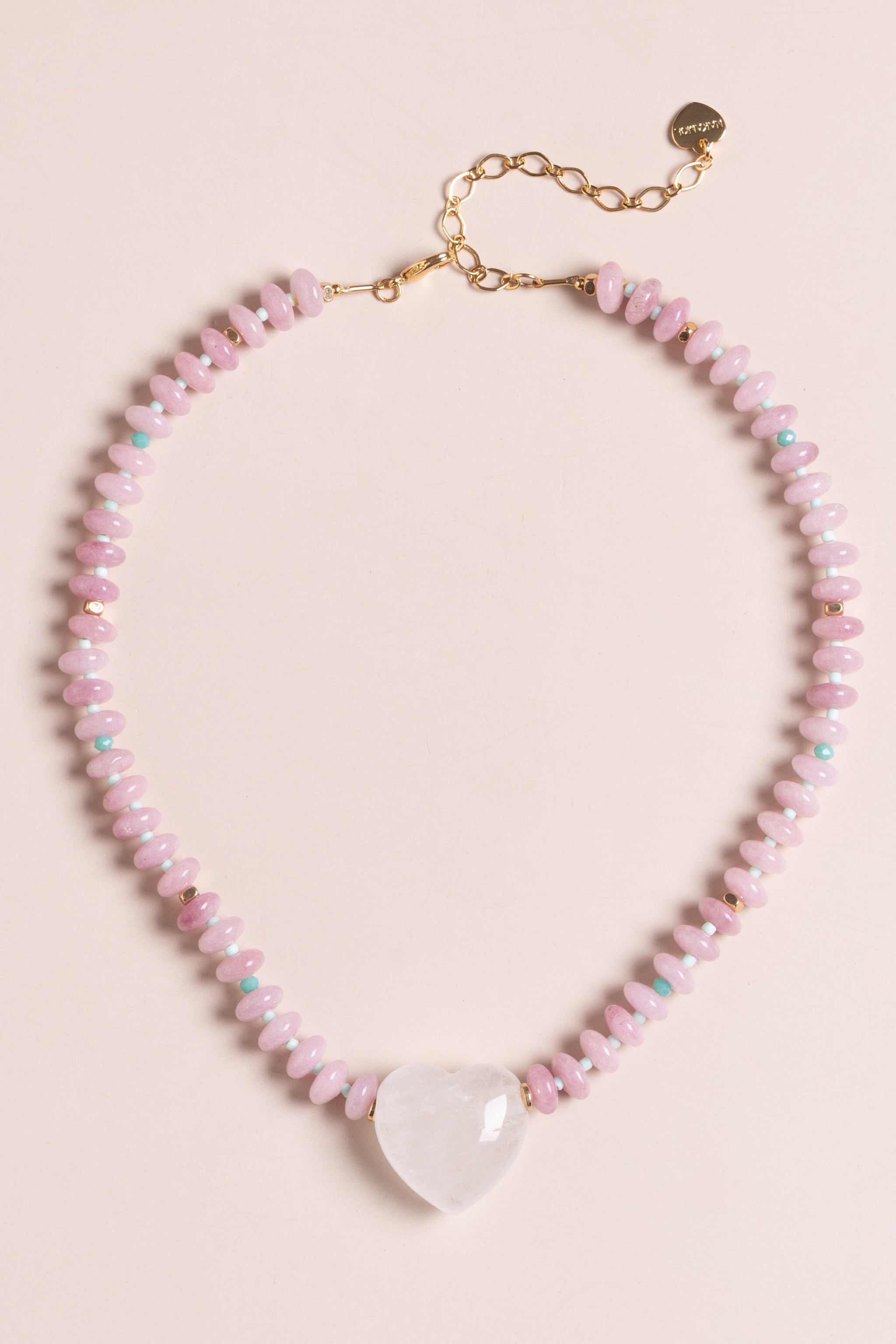 Pink Crystal Heart outlet Pearl Necklace