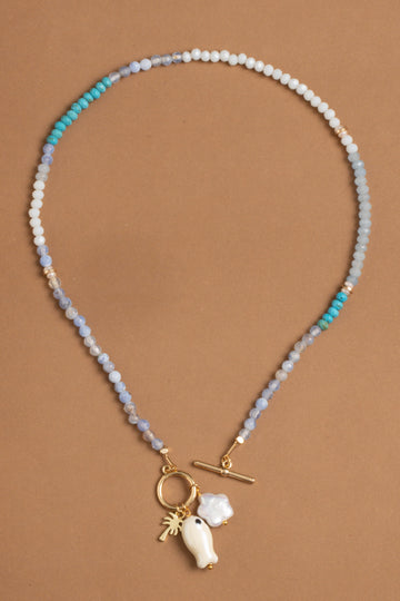 Sky Blue Pearl Beaded Necklace - Nakamol