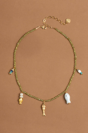 Clustered Stone Charm Necklace - Nakamol