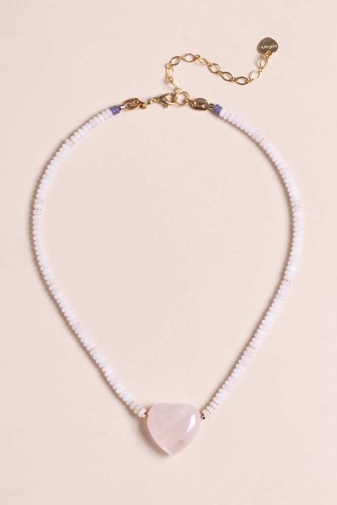 Crystal Heart White Beaded Necklace - Nakamol