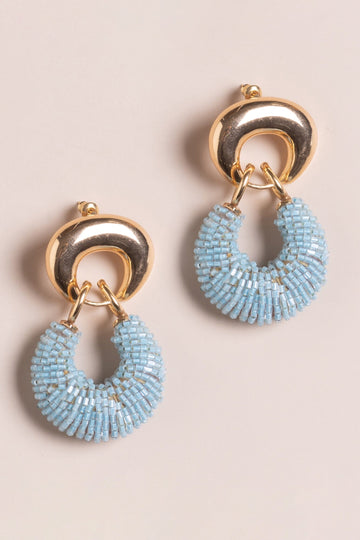 Skyl Blue Beaded Hoop Earrings - Nakamol