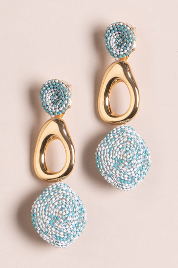 Geometric Teal Bead Earrings - Nakamol