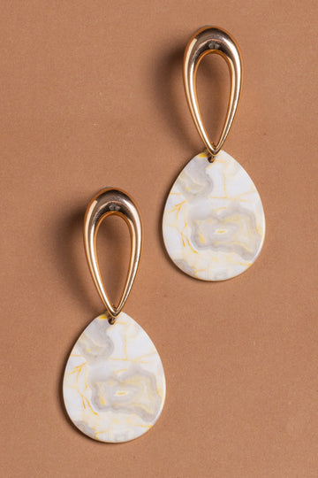 Creamy Stone Drop Earrings - Nakamol