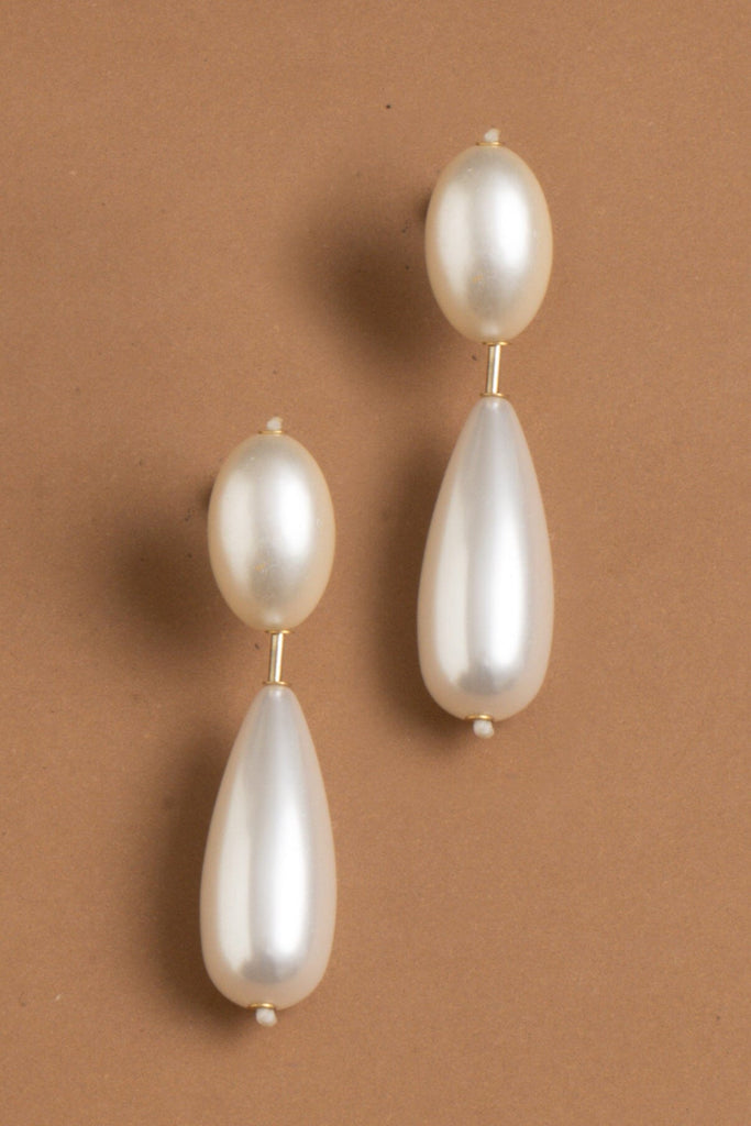 Double Drop White Pearl Earrings - Nakamol