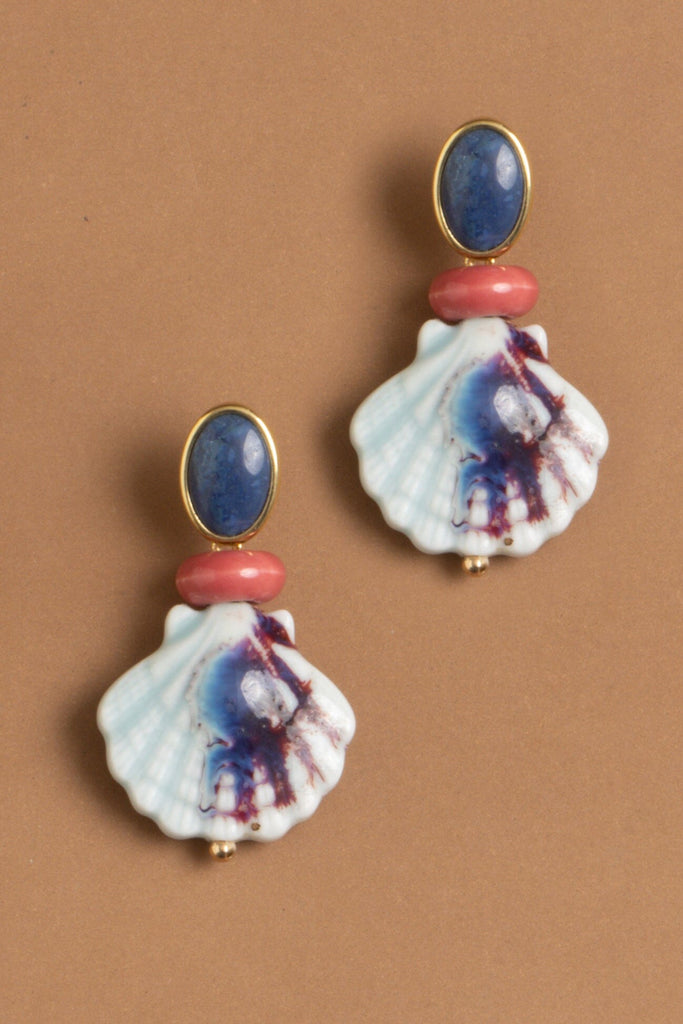 Blue Shell Drop Earrings - Nakamol