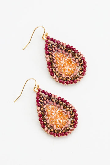 Red Gold Beaded Teardrop Earrings - Nakamol