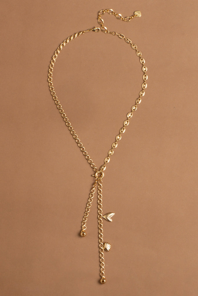 Gold Chain Lariat Necklace - Nakamol