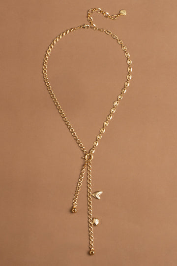 Gold Chain Lariat Necklace - Nakamol