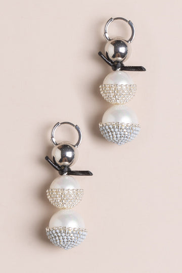 White Beaded Ball Earrings - Nakamol