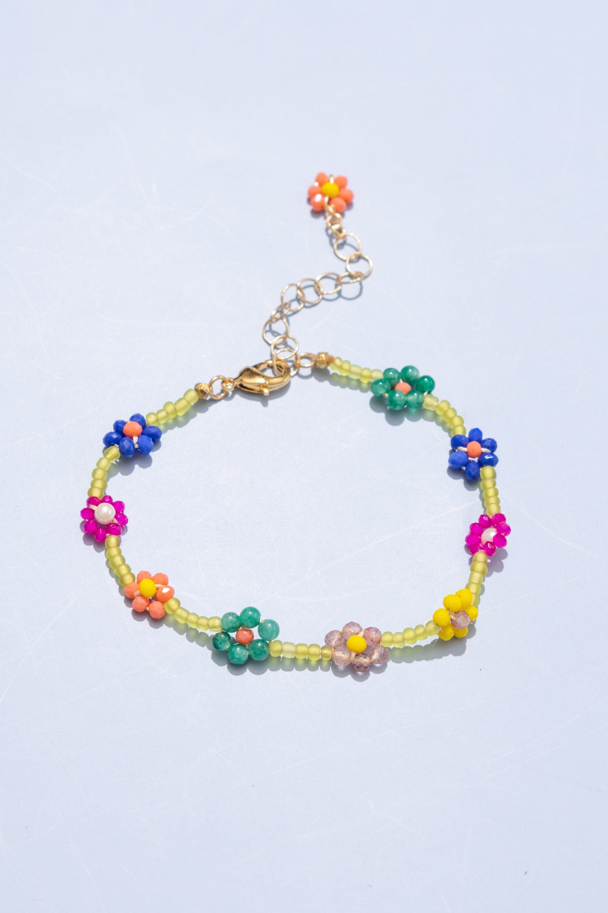 Rainbow Mix Floral Beaded Bracelet